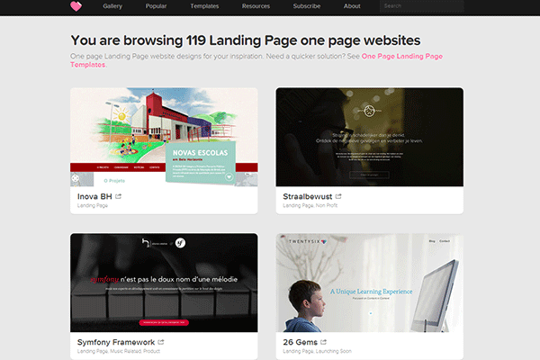 One Page Landing Page Websites