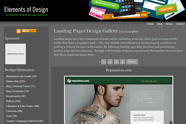 Landing Pages Design Gallery | Elements of Design