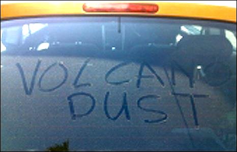 Volcano dust on car