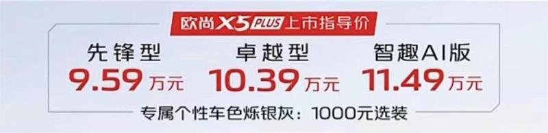 售价9.59万元起/推3款车型 长安欧尚X5 PLUS上市