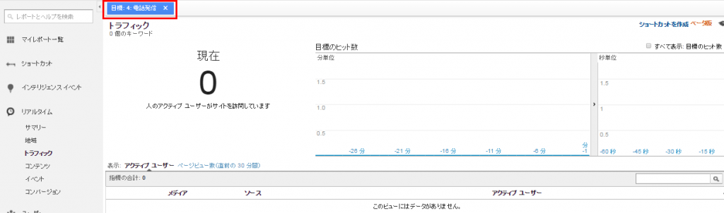 トラフィック画面を開く