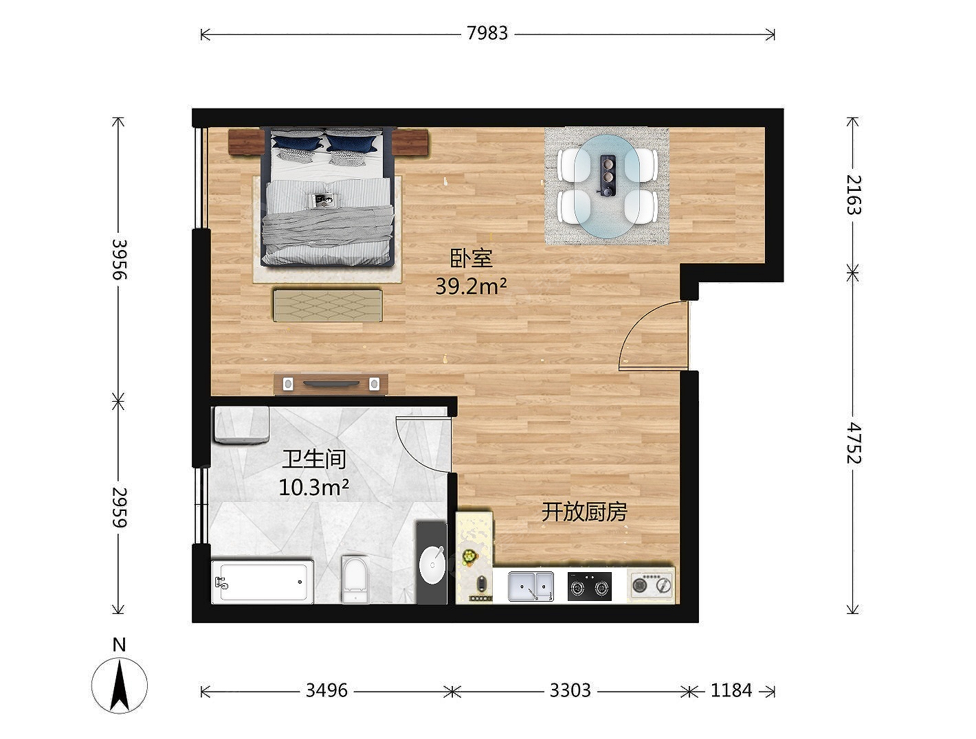 工体 · 奥加国际公寓 · 1房间