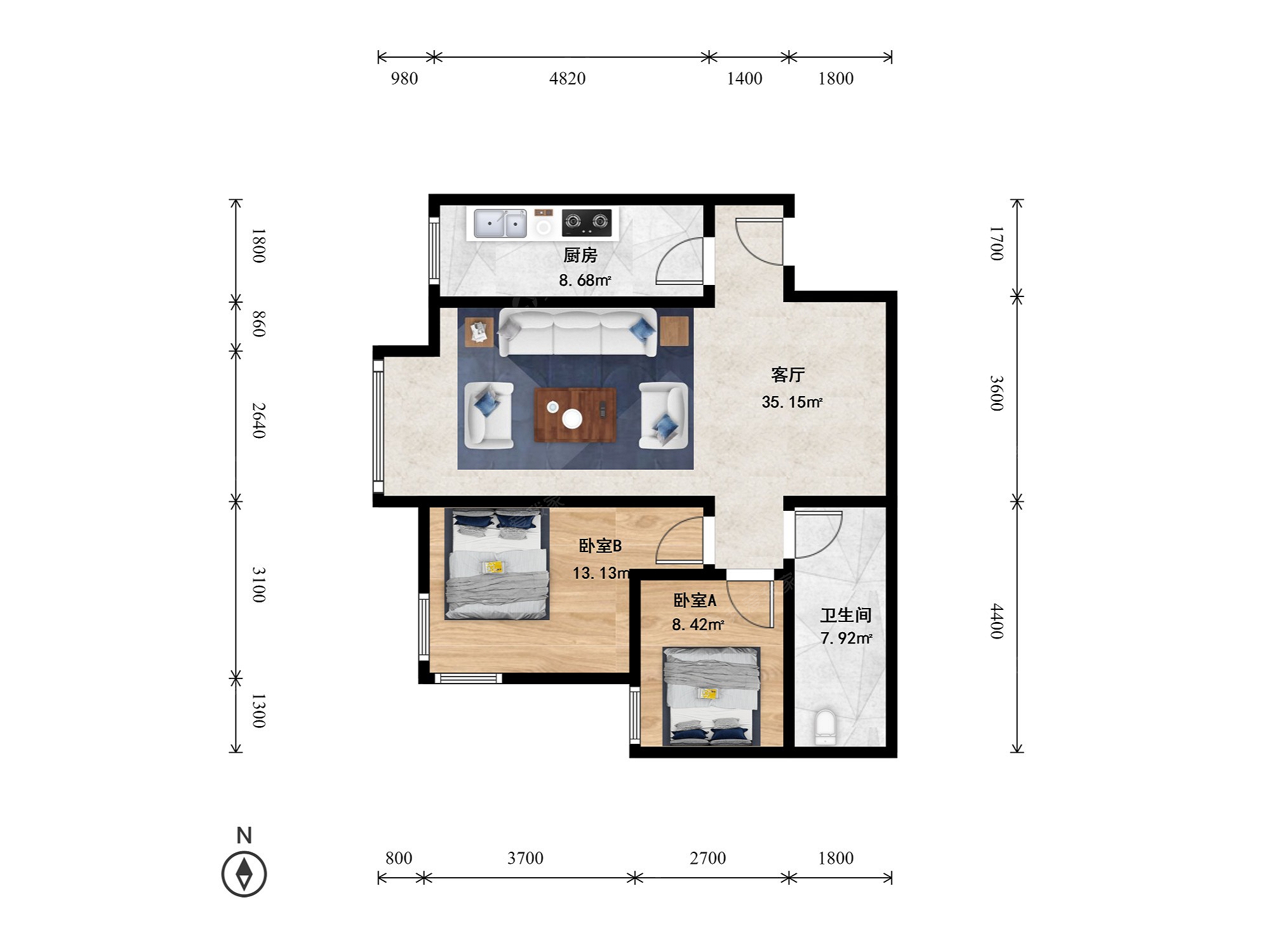 未来家园·2室1厅1卫·92.11m² 