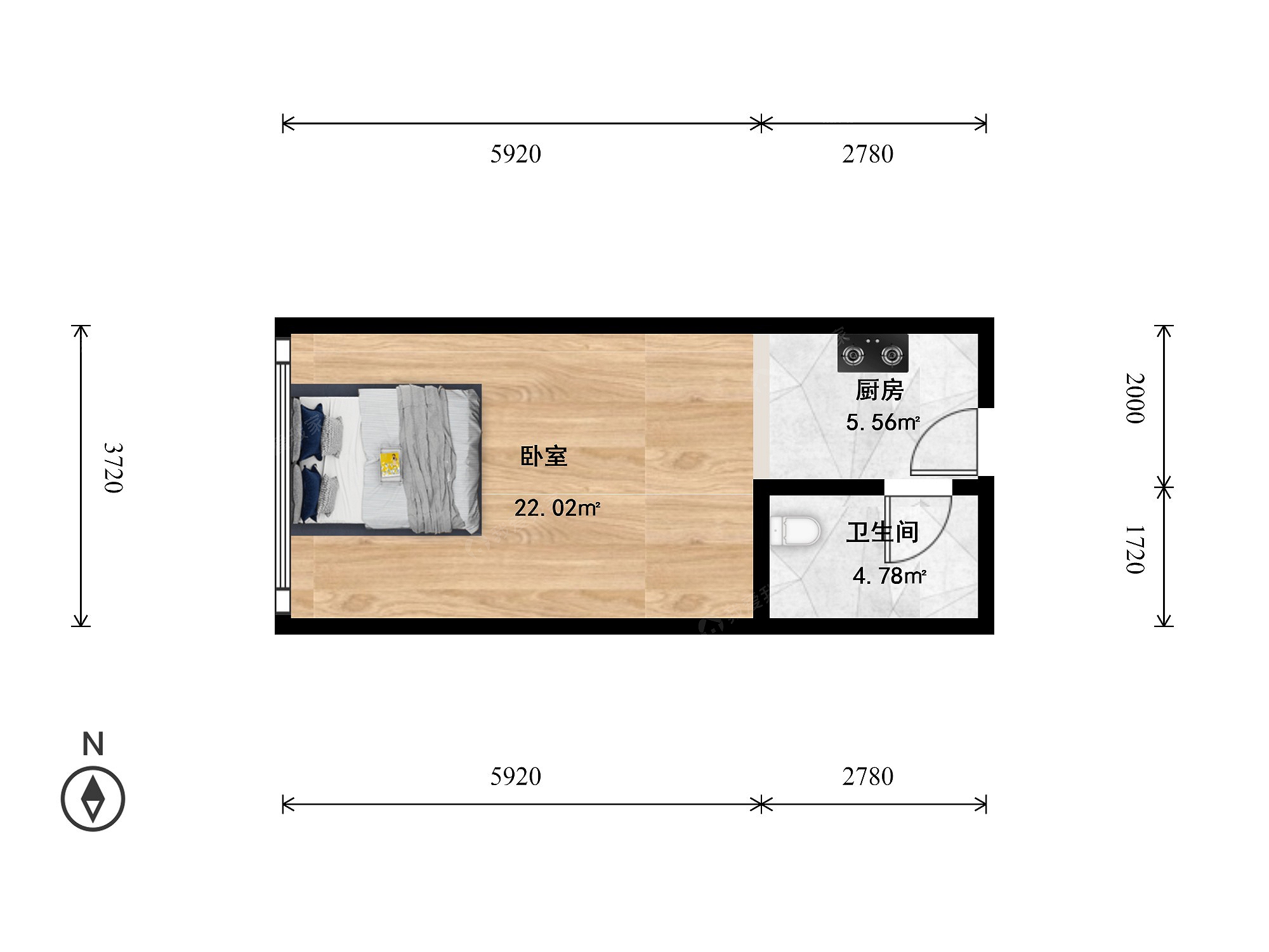 新金山·1室01卫·58.61m² 