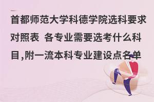 首都师范大学科德学院选科要求对照表，附一流本科专业建设点名单