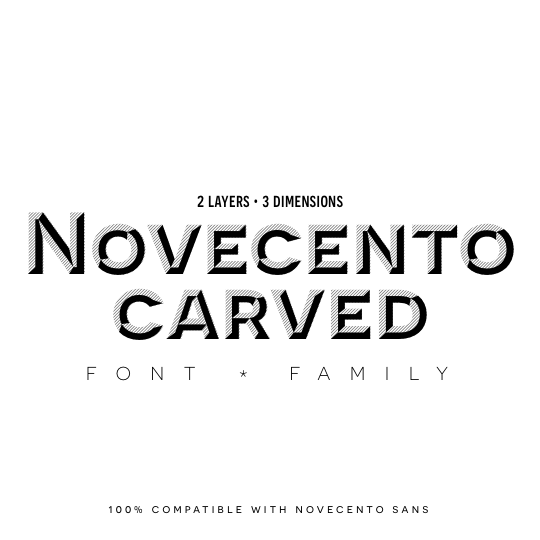 Novecento Carved Font Family. Two layers, endless possibilities