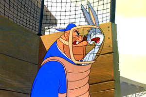 Bugs Bunny argues a call at home