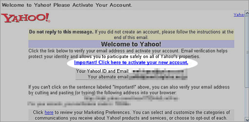 Yahoo.comからのメール
