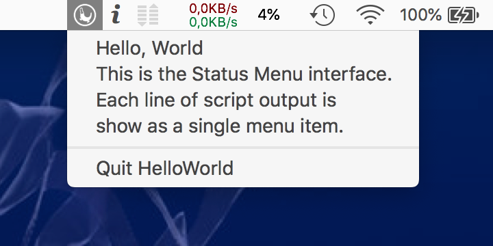 Status Menu interface