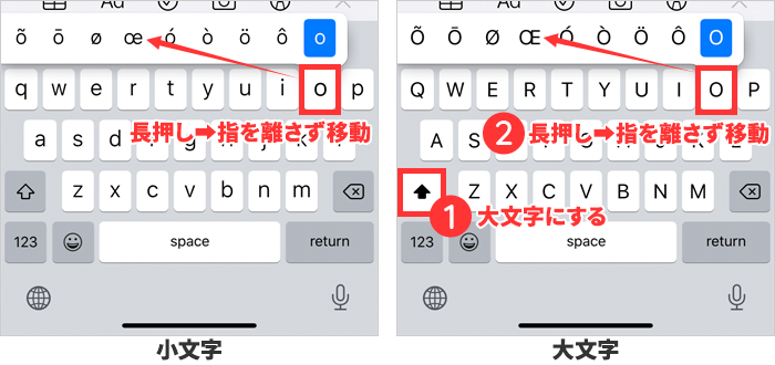 iOS標準のキーボードでの入力方法