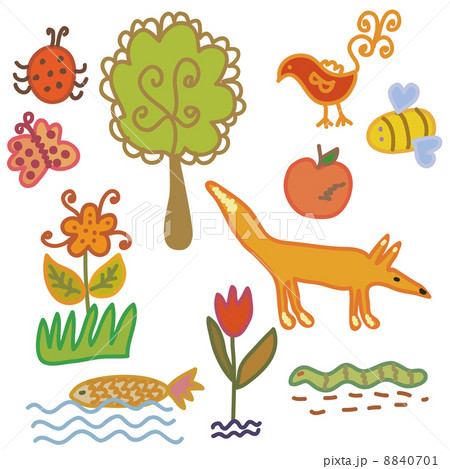 Set of nature symbols and animals 8840701