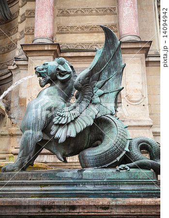 Winged lion, Fontaine Saint-Michel, Paris, France 14094942