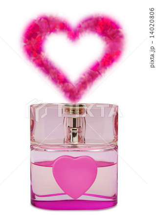 Bottle of perfume, aroma like a heart from flowers 14020806