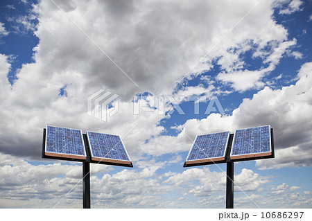 Two solar panels on sky background 10686297