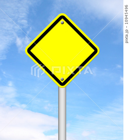 blank yellow traffic sign with blue sky 10945496