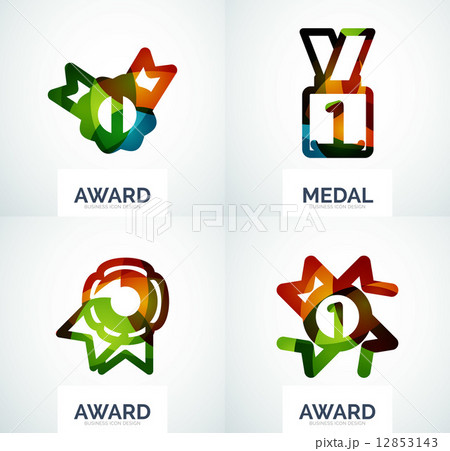 Colorful award business logo set 12853143