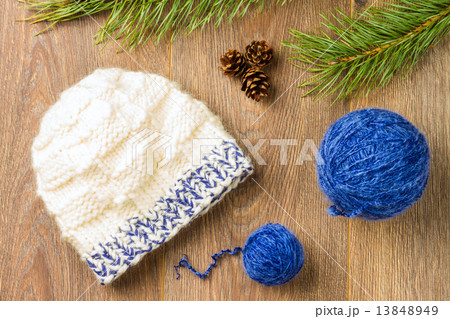 yarn and knitting cap 13848949