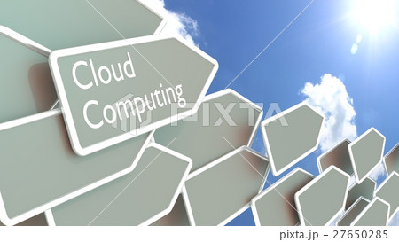 Grey arrows with the words cloud computing 27650285