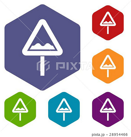 Uneven triangular road sign icons set 28954466