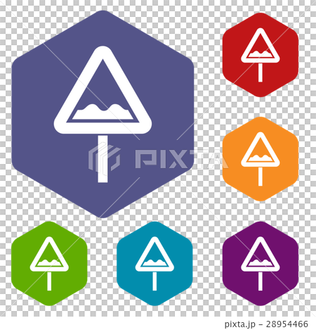 Uneven triangular road sign icons set 28954466