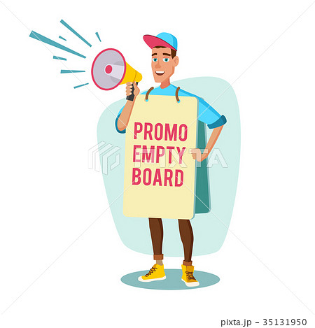 Human Billboard Vector. Man Holding Empty Board 35131950