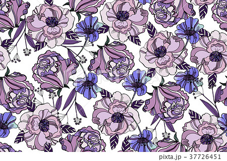 Bright seamless pattern with beautiful ranunculus 37726451