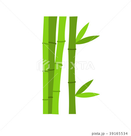 Green bamboo stems icon, flat style  39165534