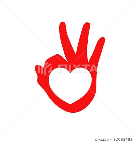 Heart shape in okay hand sign.  32088492