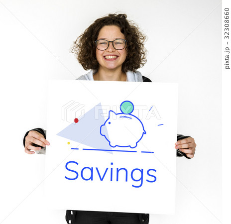 Piggy Bank Money Savings Future Investment Word Graphic 32308660