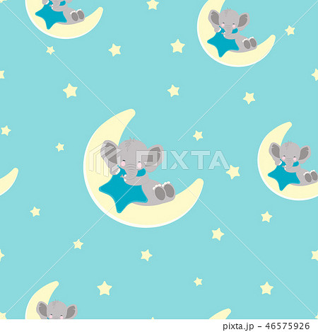 pattern with elephant and moon 46575926