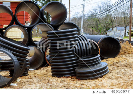 New gray plastic pipes for the sewage system pipes 49910977