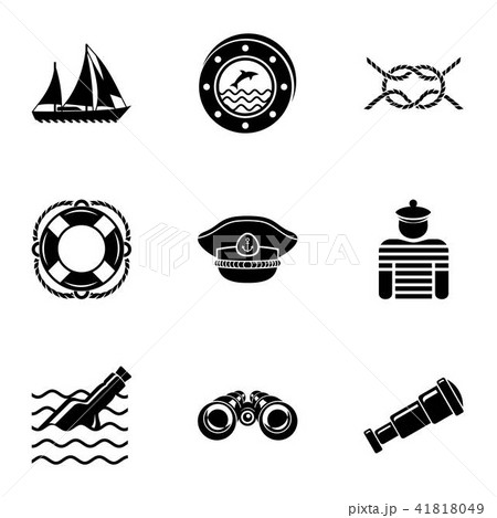 Work at sea icons set, simple style 41818049