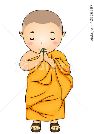 Kid Monk Greeting Illustration 42926597