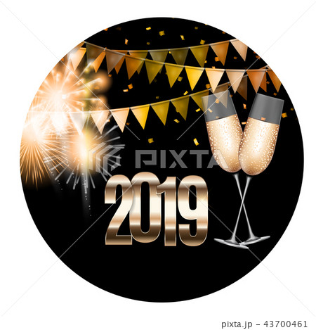 Happy New Year 2019 Background. Vector Illustration 43700461