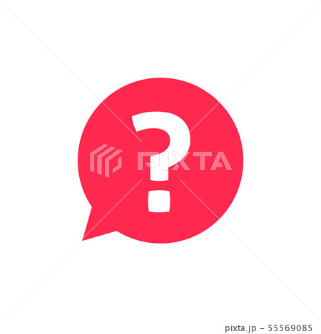 Question mark notification bubble speech vector sign, flat cartoon red question or answer chat 55569085