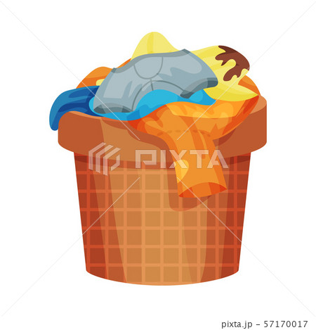 Brown basket with dirty linen. Vector illustration on a white background. 57170017