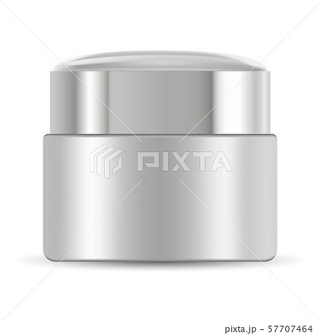 Silver Cream Jar. Plastic Cosmetic Container. 57707464