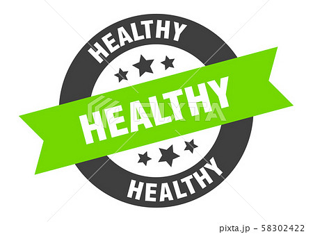 healthy sign. healthy black-green round ribbon 58302422