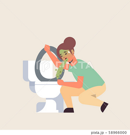 sad woman vomiting in toilet nausea stomach ache food or alcohol poisoning digestive problem concept 58966000