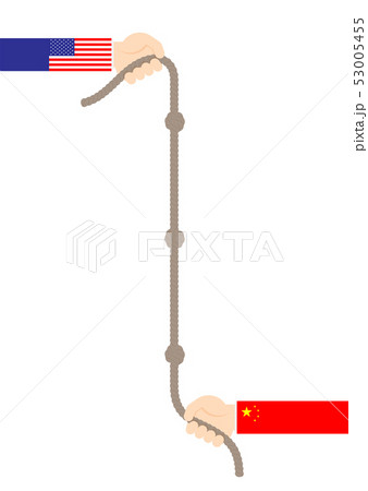 Business Hand of America and China flag pull rope 53005455