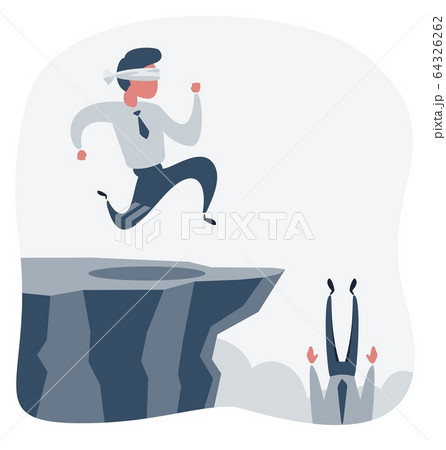 blindfolded businessman walk to the cliff. Business concept. 64326262