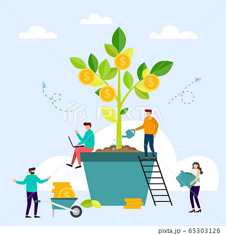 Business people grow plant in pot and collecting 65303126