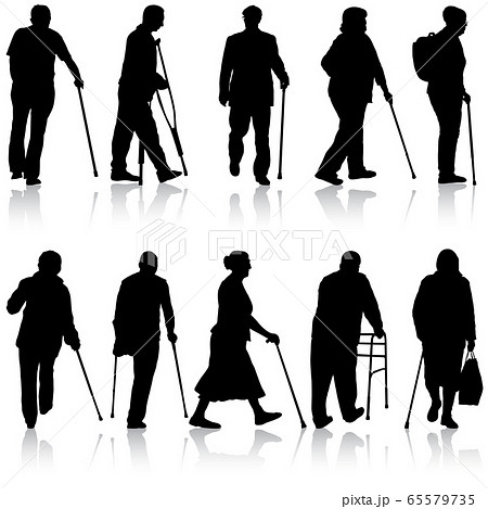 Set ilhouette of disabled people on a white 65579735