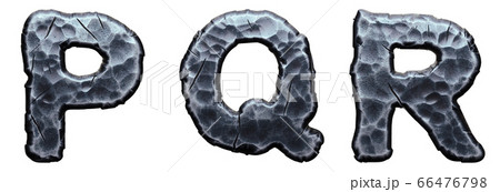 Set of capital letters P, Q, R made of forged metal isolated on white background. 3d 66476798