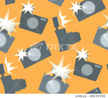 Seamless pattern with flat cameras with flash. Vector background  68243366