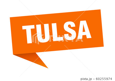 Tulsa sticker. Orange Tulsa signpost pointer sign 60255974