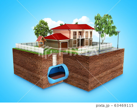 concept of Sewerage in a private house 3d render 63469115