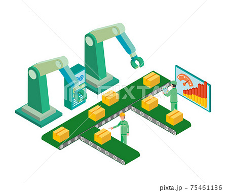 出荷工程のロボット化イメージイラスト 75461136