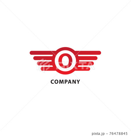 Letter O Initial Abjad Logo Design Template. Rounded Wings, Ellipse Shape and Alphabet Logo Concept. Isolated On White Background. Red Color Theme. 76478845