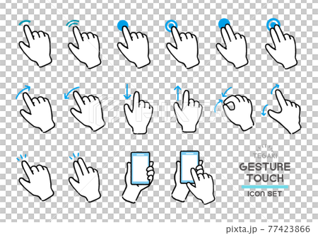 スマホタブレットの操作／ジェスチャーアイコン／シンプル／手書き 77423866